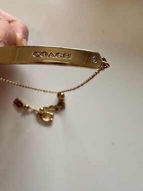 COACH Gold ID Bar Slider Bracelet with Crystal Accent